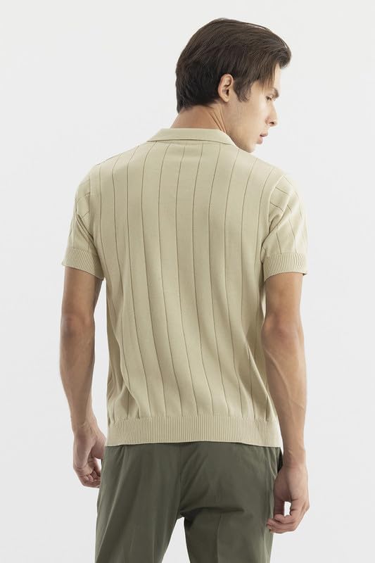 SNITCH Men T-Shirts | Slim Fit Polo Collar Half Sleeve | Textured Self-Design Cotton Fabric | Breathable & Casual Wear