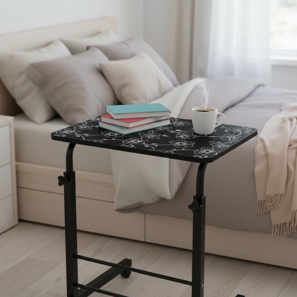 Radiant Multi-Purpose Laptop Table, Study Table| Bed Table| Adjustable Height, Portable for Office, Work Form Home | DIY Table, Easy to Assemble (Wooden with Black Leg)