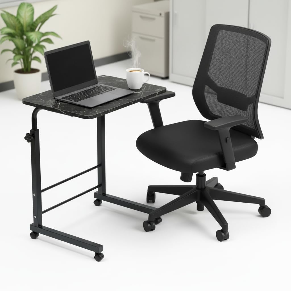 Radiant Multi-Purpose Laptop Table, Study Table| Bed Table| Adjustable Height, Portable for Office, Work Form Home | DIY Table, Easy to Assemble (Wooden with Black Leg)