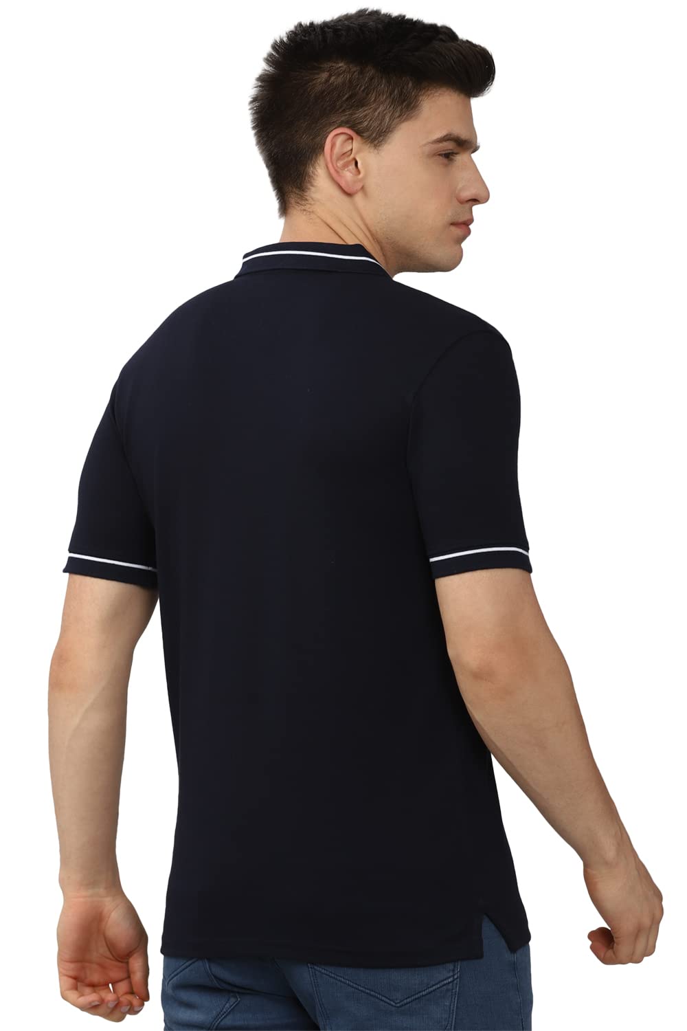 Peter England Men's Regular Fit Insignia Half Sleeve Polo T-Shirt | Cotton Rich | Premium Pique Weave