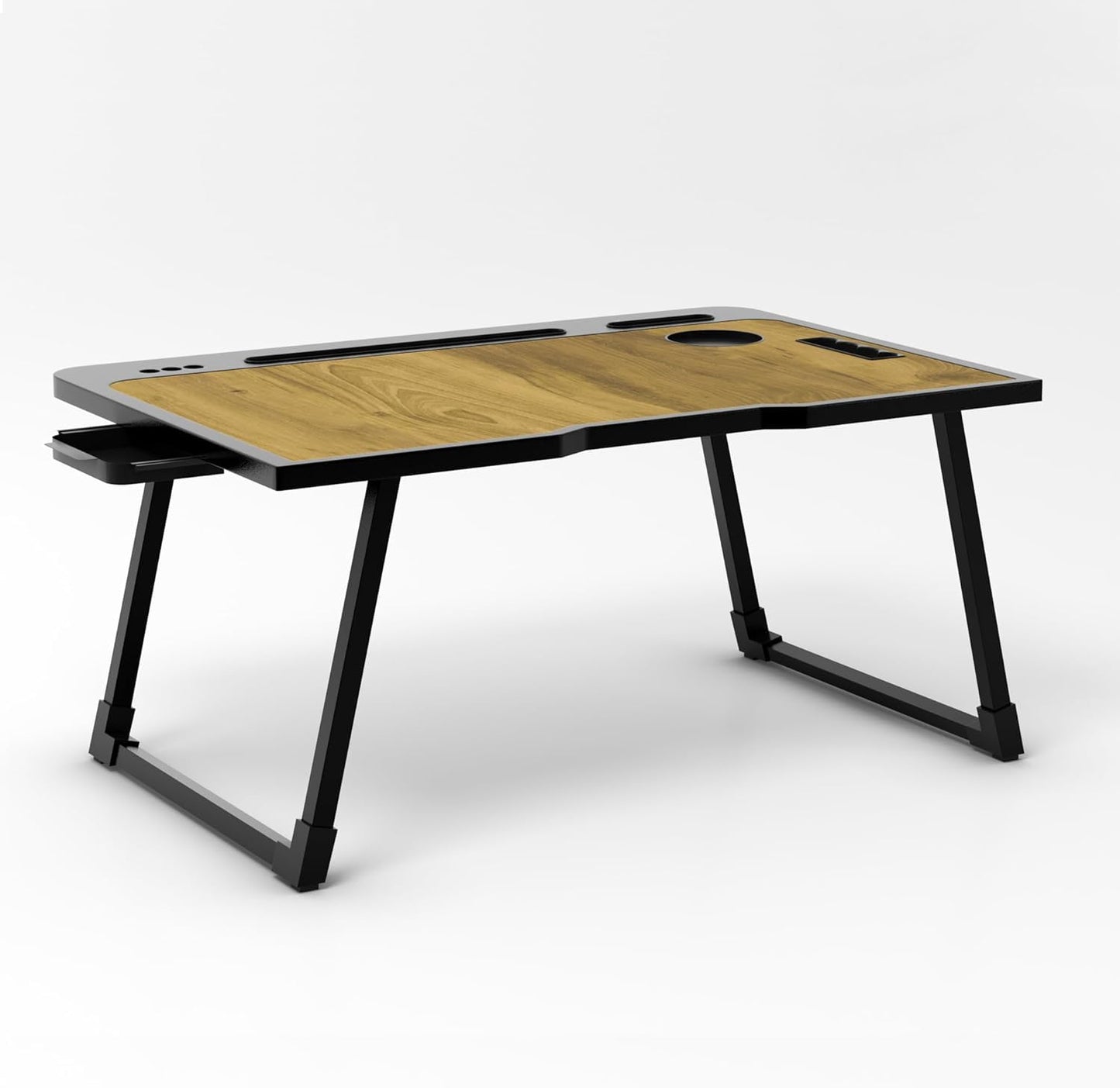 Radiant Multi-Purpose Laptop Table, Study Table| Bed Table| Adjustable Height, Portable for Office, Work Form Home | DIY Table, Easy to Assemble (Wooden with Black Leg)
