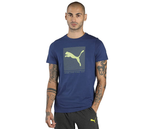 Puma Men's Stylish Graphic Tee IV | 100% Cotton Regular Fit T-Shirt for Men | Solid Graphic T-Shirt | Lightweight Crew Neck Tee for Casual Style, Sports & Streetwear