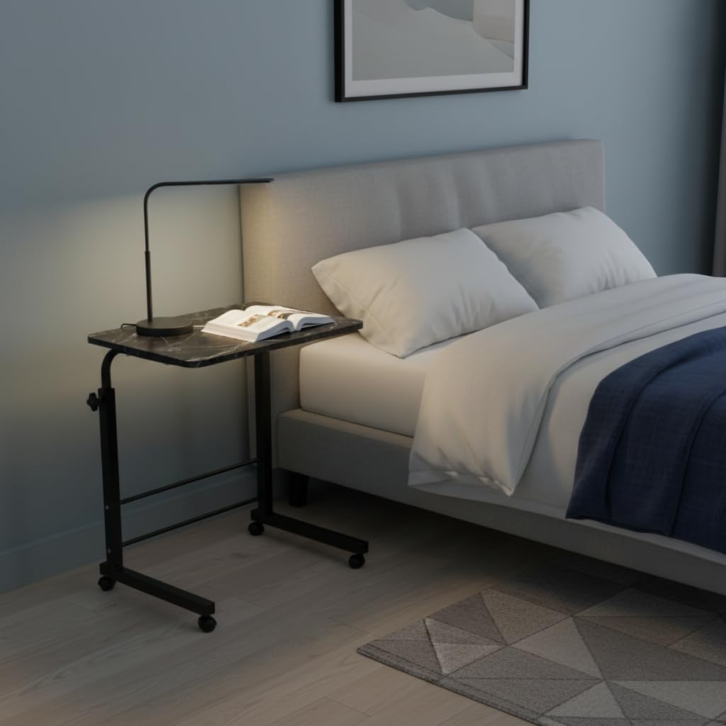 Radiant Multi-Purpose Laptop Table, Study Table| Bed Table| Adjustable Height, Portable for Office, Work Form Home | DIY Table, Easy to Assemble (Wooden with Black Leg)
