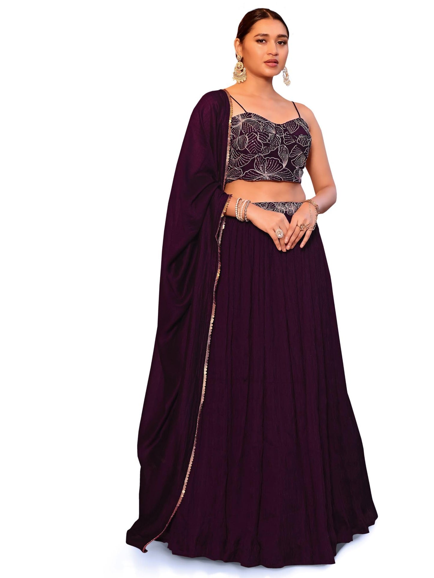 PURVAJA Women's Crush Silk Semi-Stitched Lehenga choli (Rifat)