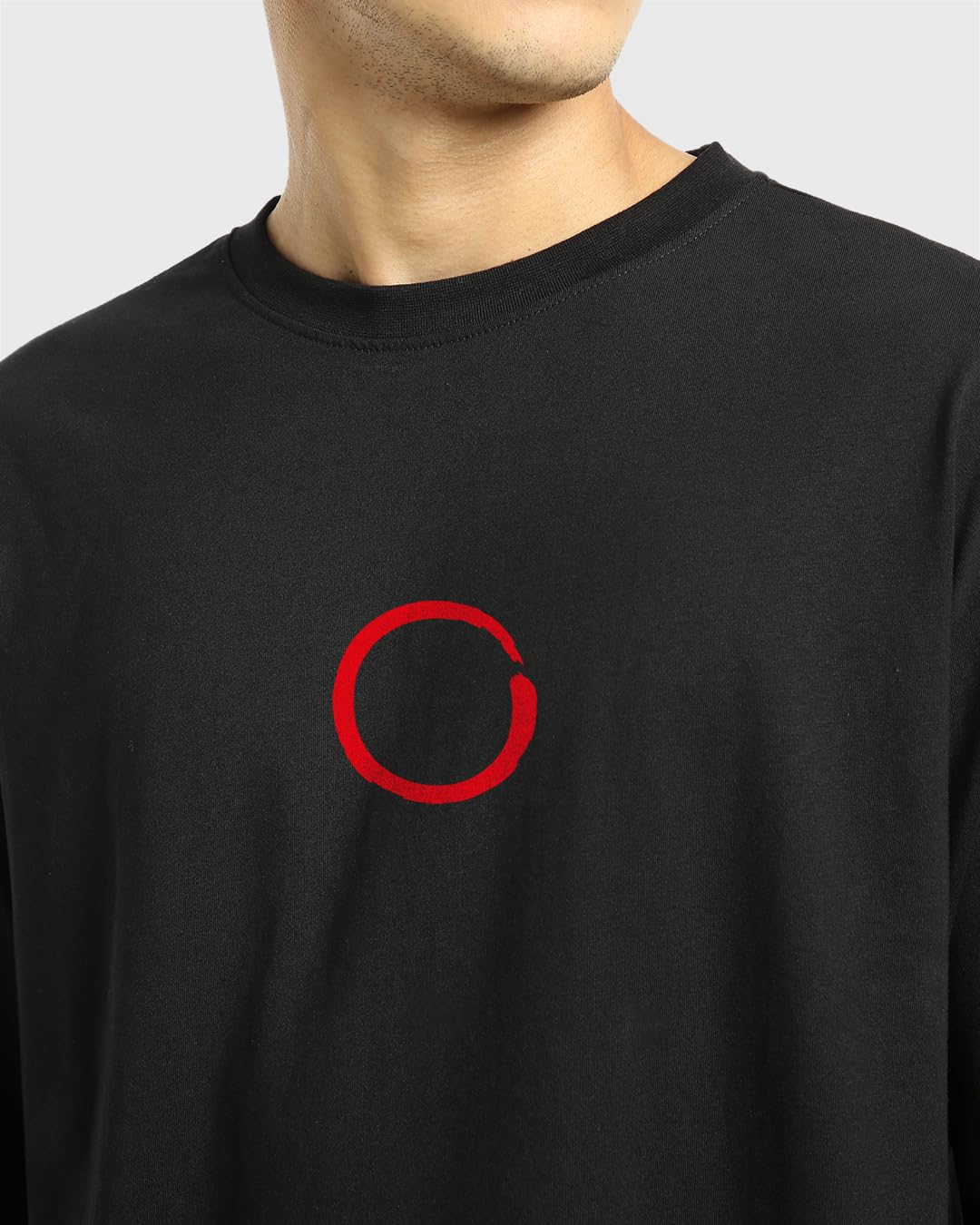 Bewakoof Men's Warriors Graphic Print Black Round Neck Long Sleeve Loose Fit T-Shirt