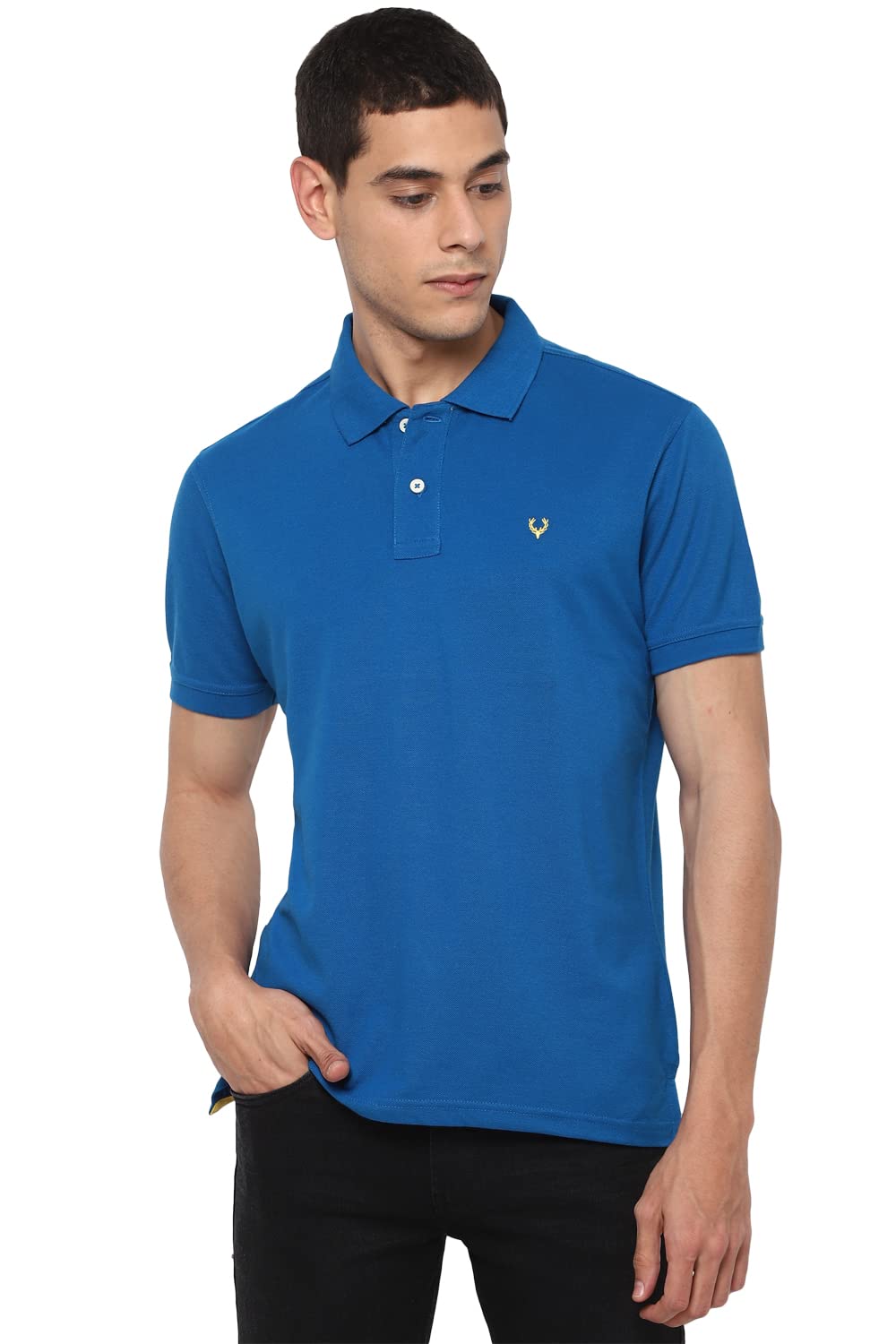 Allen Solly Men’s Polo T‑Shirt | Comfortable Rich Cotton Blend, Band Collar, Regular Fit | Stylish & Premium All Day Wear