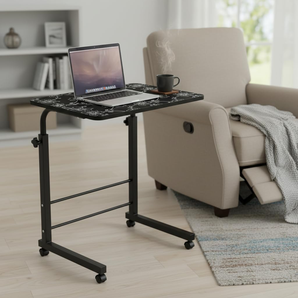 Radiant Multi-Purpose Laptop Table, Study Table| Bed Table| Adjustable Height, Portable for Office, Work Form Home | DIY Table, Easy to Assemble (Wooden with Black Leg)