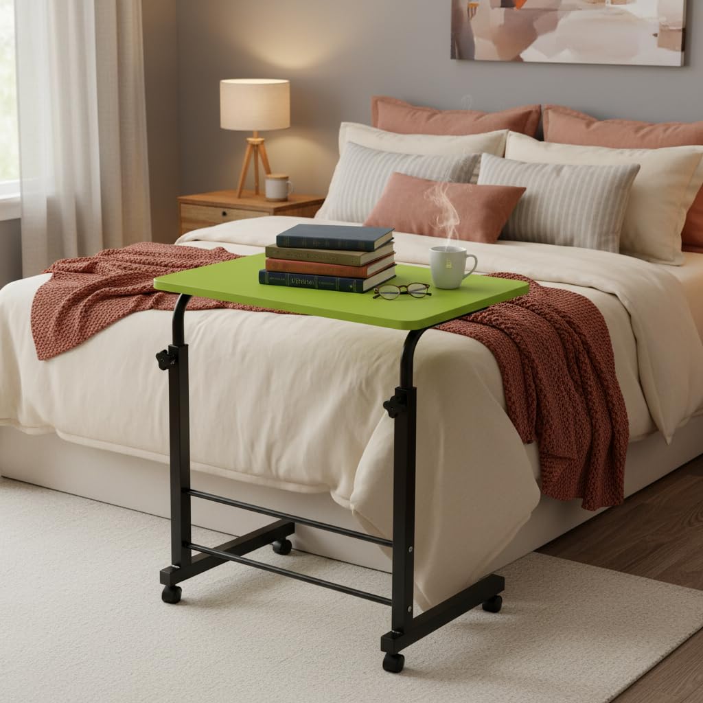 Radiant Multi-Purpose Laptop Table, Study Table| Bed Table| Adjustable Height, Portable for Office, Work Form Home | DIY Table, Easy to Assemble (Wooden with Black Leg)