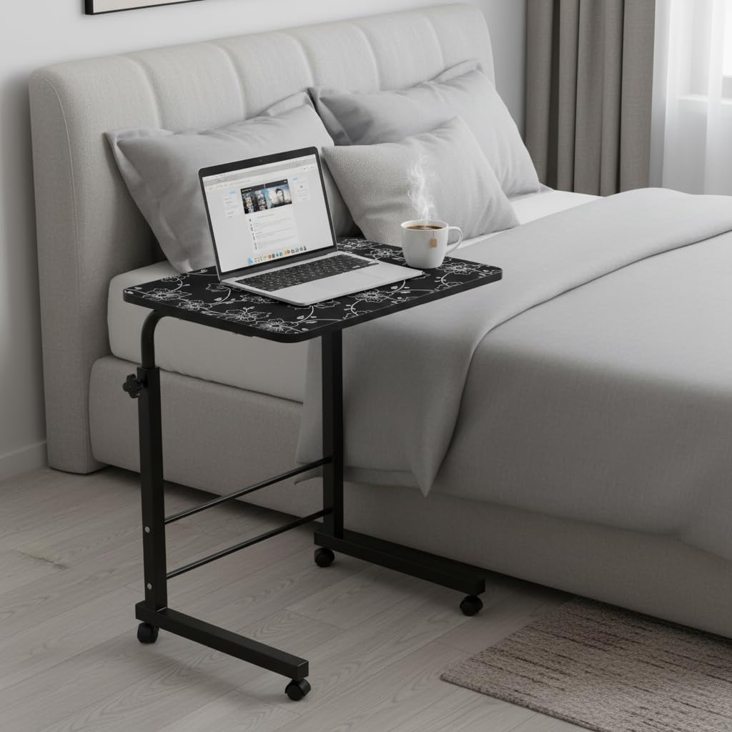 Radiant Multi-Purpose Laptop Table, Study Table| Bed Table| Adjustable Height, Portable for Office, Work Form Home | DIY Table, Easy to Assemble (Wooden with Black Leg)