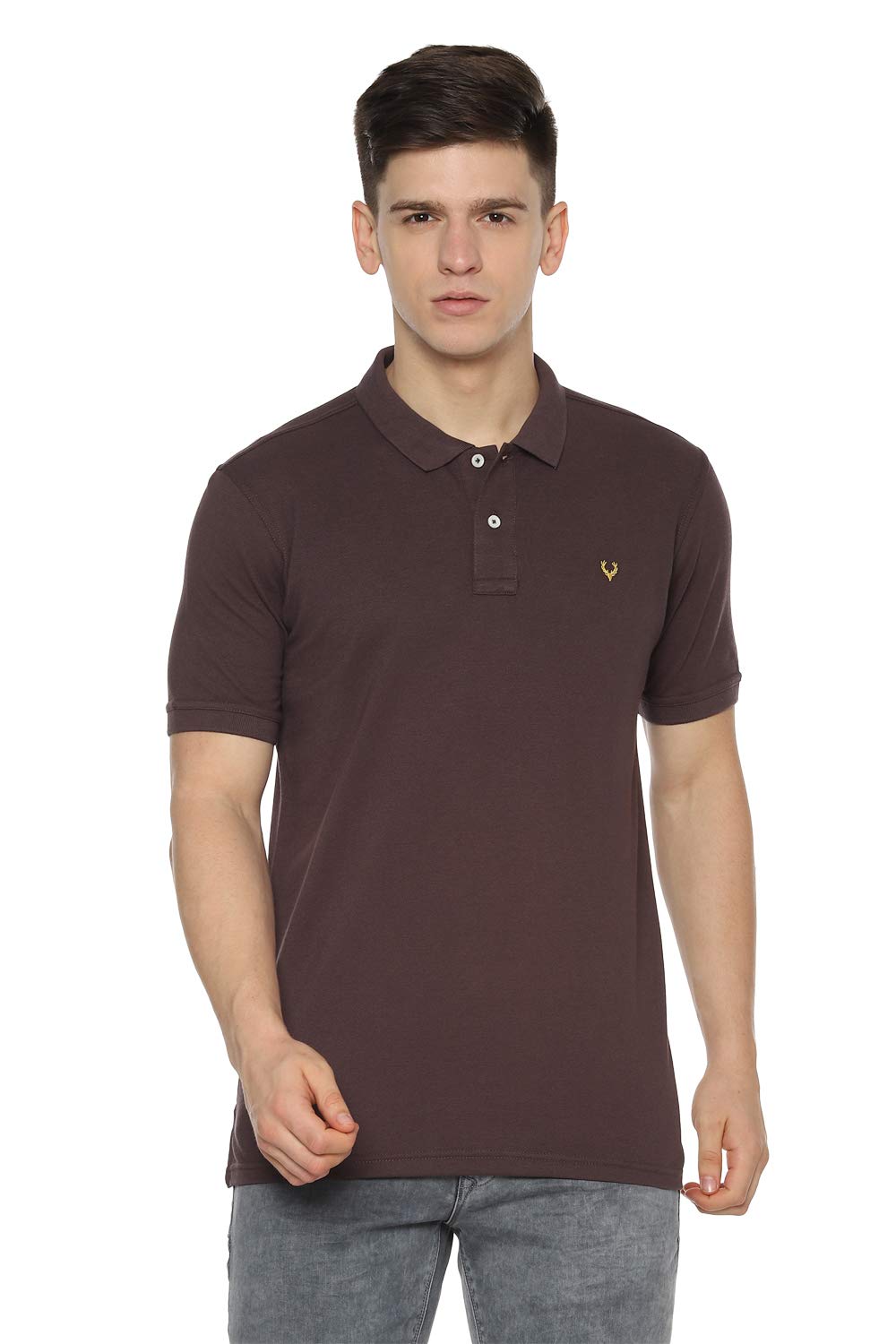 Allen Solly Men’s Polo T‑Shirt | Comfortable Rich Cotton Blend, Band Collar, Regular Fit | Stylish & Premium All Day Wear