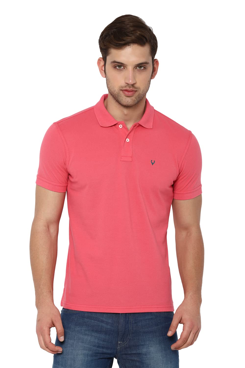 Allen Solly Men’s Polo T‑Shirt | Comfortable Rich Cotton Blend, Band Collar, Regular Fit | Stylish & Premium All Day Wear