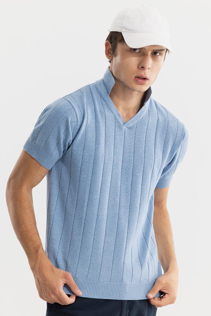 SNITCH Men T-Shirts | Slim Fit Polo Collar Half Sleeve | Textured Self-Design Cotton Fabric | Breathable & Casual Wear