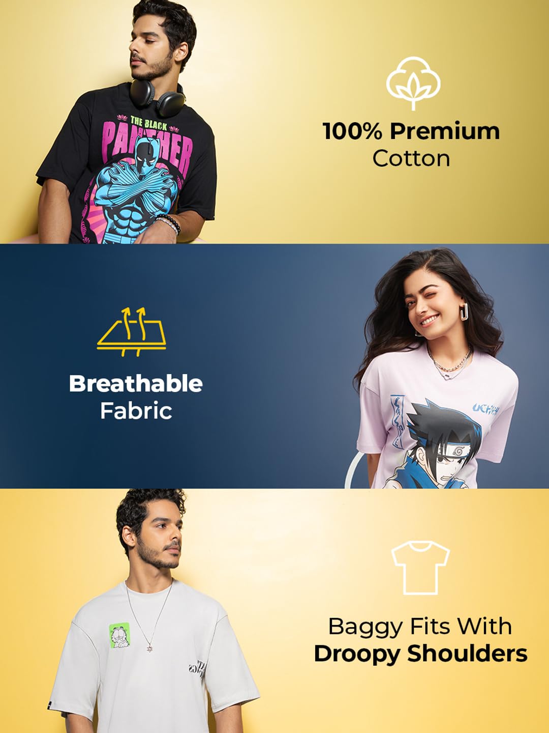 Bewakoof Official Marvel Merchandise Men's 100% Cotton 220 GSM Graphic Print Oversized Fit Round Neck T-Shirt