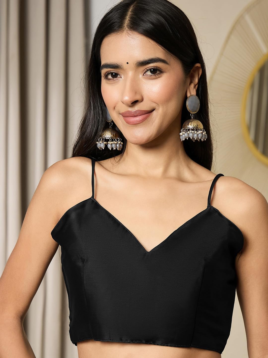 AKHILAM Women's Satin Solid Ready To Wear one Minute Saree with Unstitched Blouse Piece