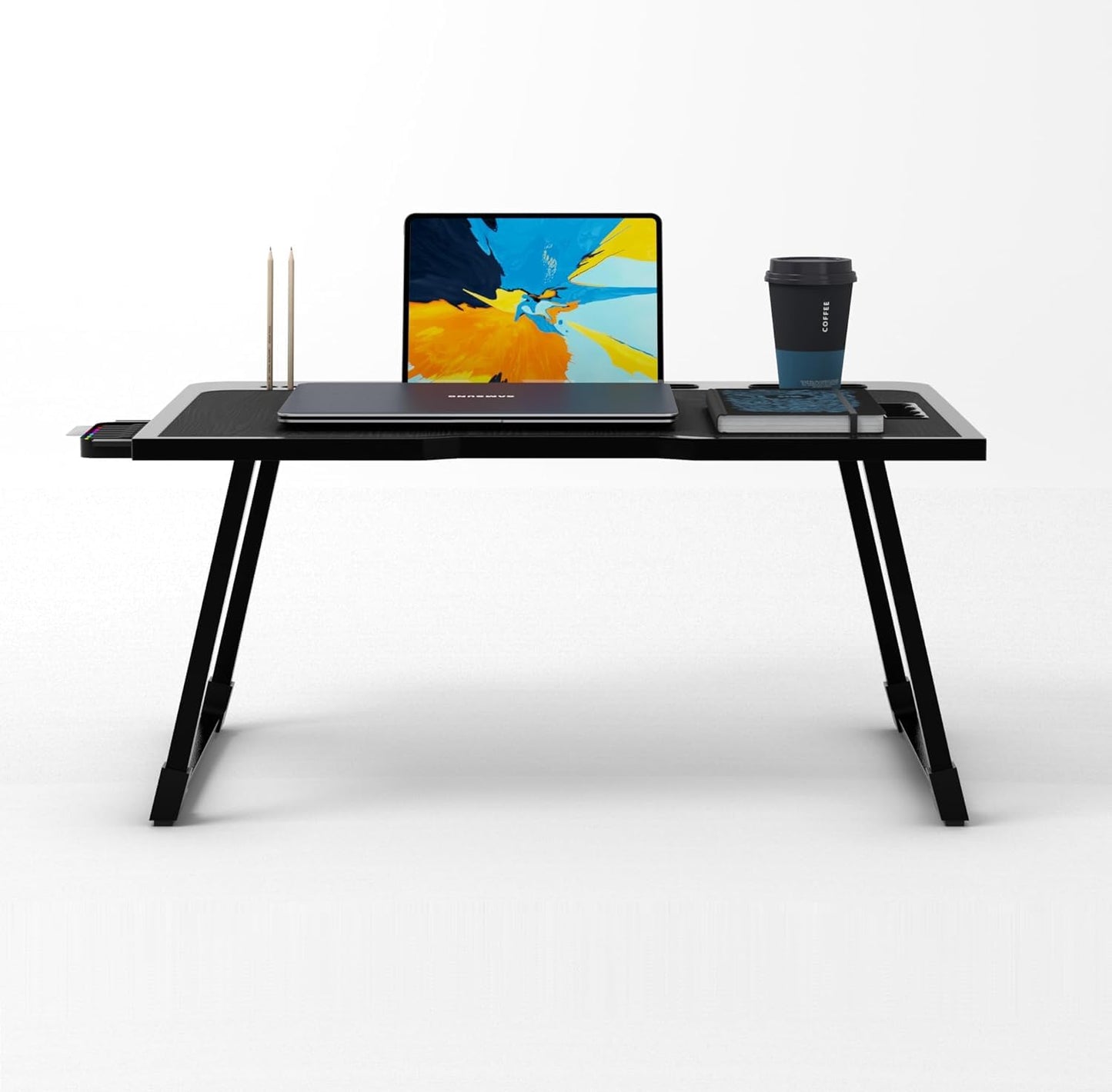 Radiant Multi-Purpose Laptop Table, Study Table| Bed Table| Adjustable Height, Portable for Office, Work Form Home | DIY Table, Easy to Assemble (Wooden with Black Leg)