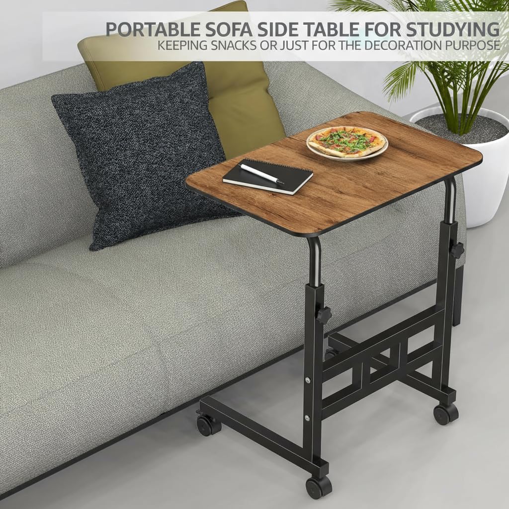 Radiant Multi-Purpose Laptop Table, Study Table| Bed Table| Adjustable Height, Portable for Office, Work Form Home | DIY Table, Easy to Assemble (Wooden with Black Leg)