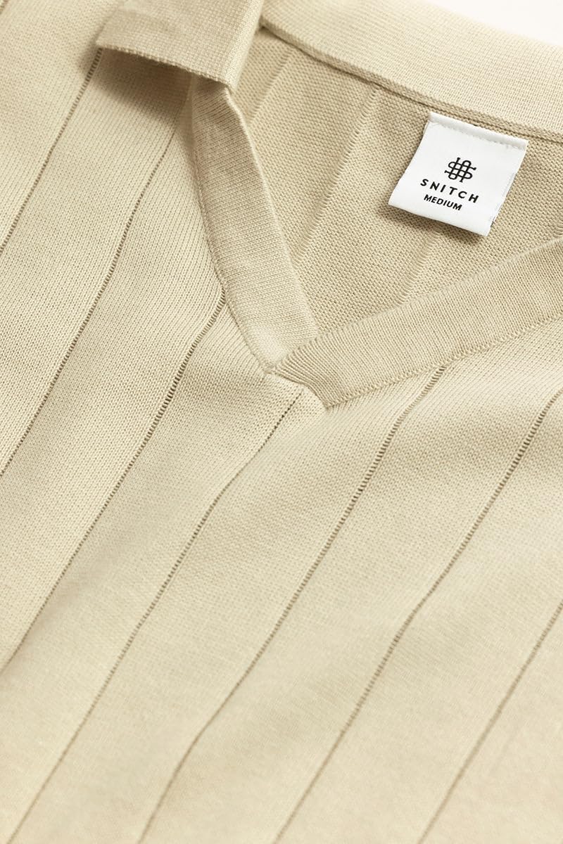 SNITCH Men T-Shirts | Slim Fit Polo Collar Half Sleeve | Textured Self-Design Cotton Fabric | Breathable & Casual Wear