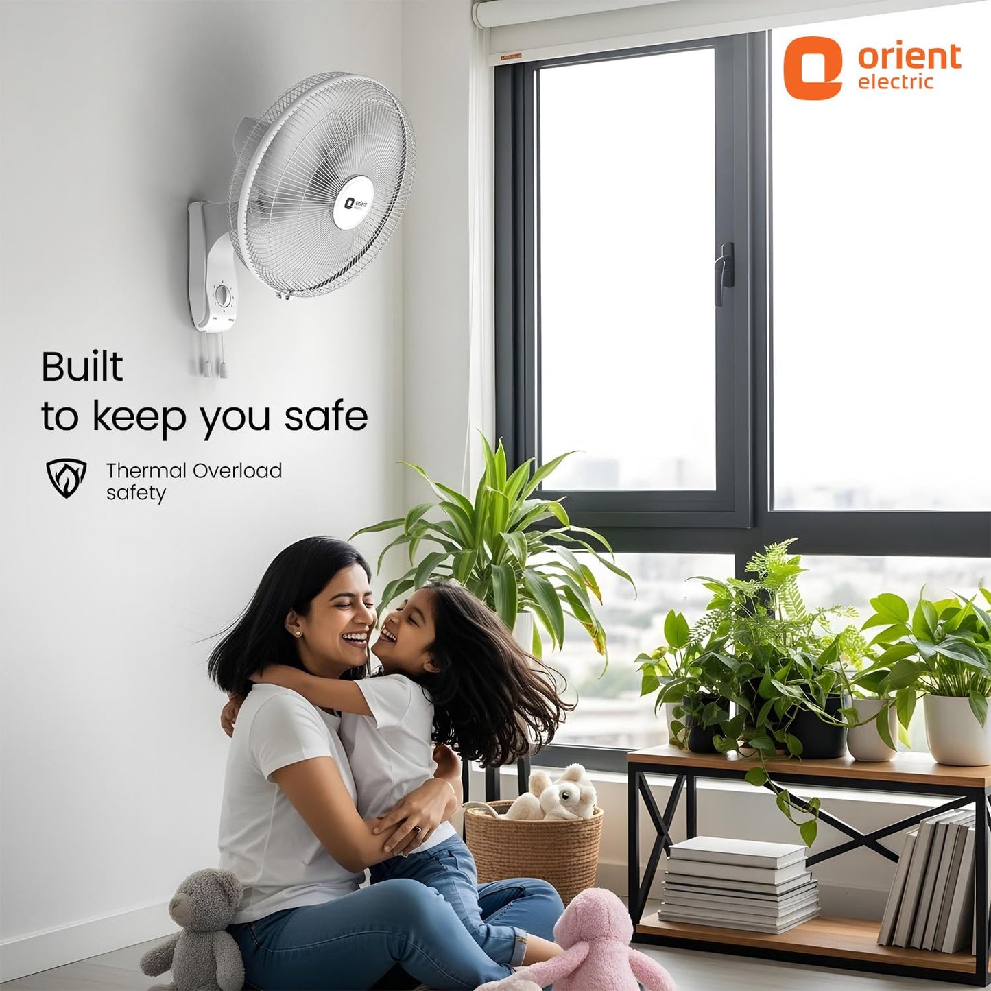 Orient Electric Wall 97 | High Speed Wall Fan for Home | 100% Copper Motor | 90 Degree Oscillation with Tilt Mechanism | 3 Speed Pull Cord | Thermal Overload Protection | Military Grade Guard | Red