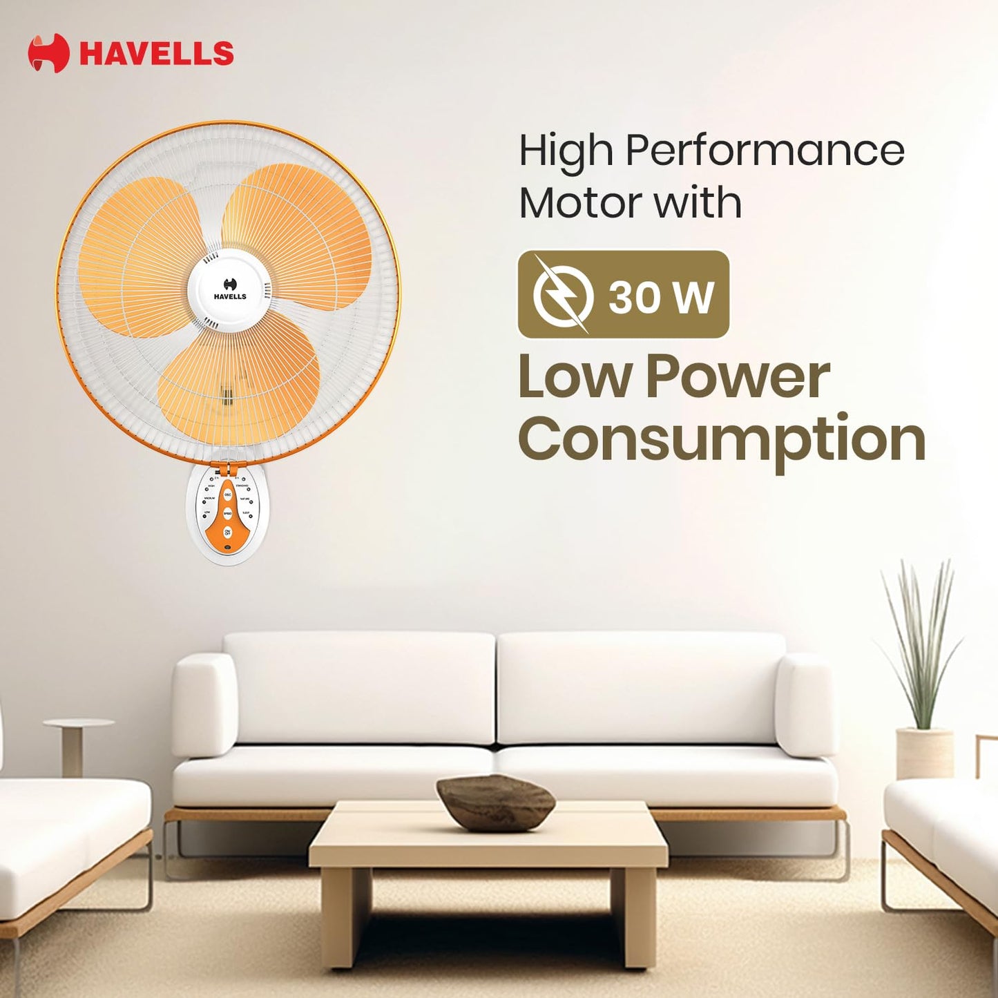 Havells Gatik Pro 400mm Wall Mount Fan|RPM: 1350|Double string for Speed & Oscillation control | Thermal Overloaded Protected Motor | 100% Copper Wire Winding Motor | 2 Year Warranty,230 Volts(Black)