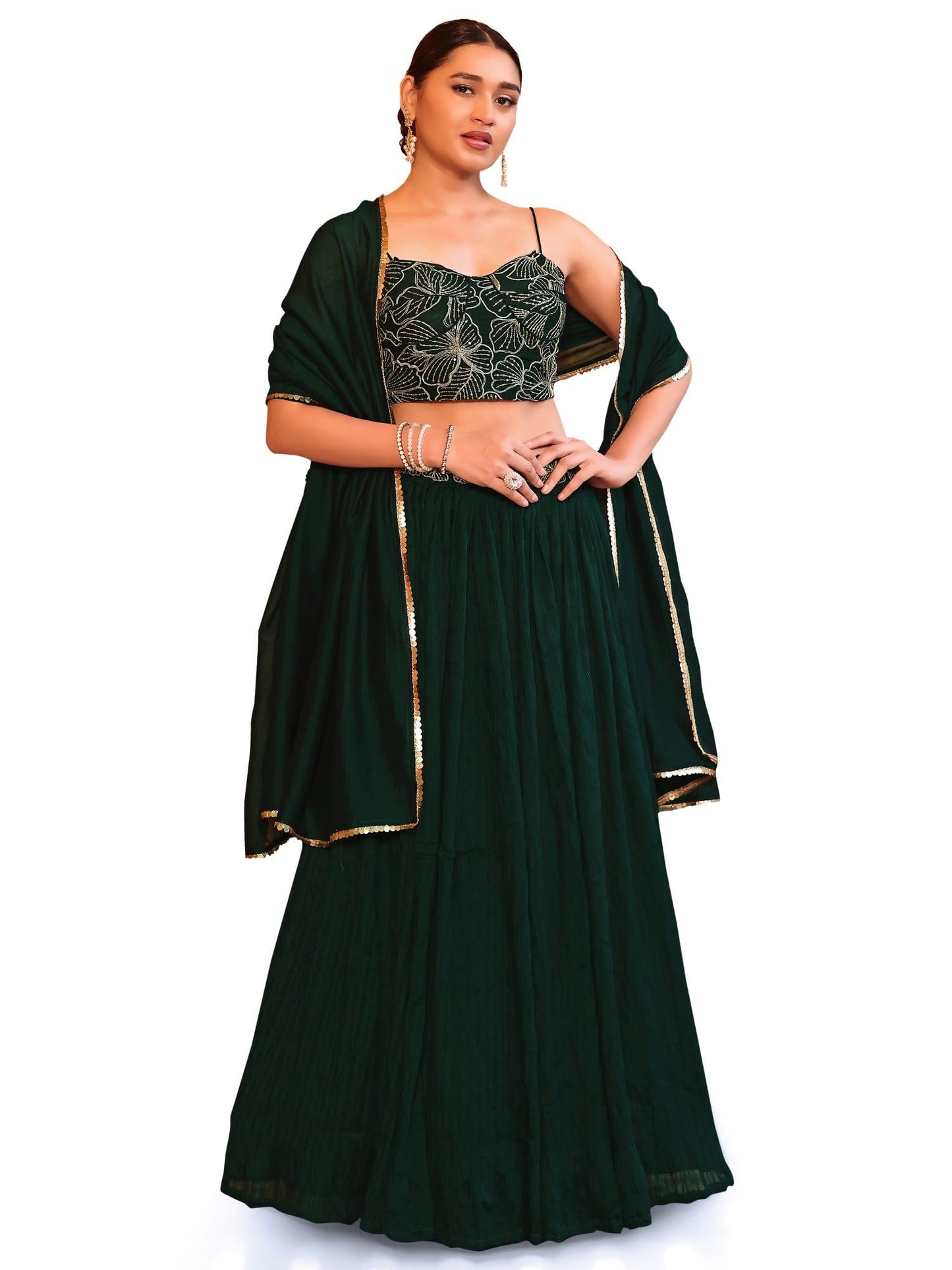 PURVAJA Women's Crush Silk Semi-Stitched Lehenga choli (Rifat)