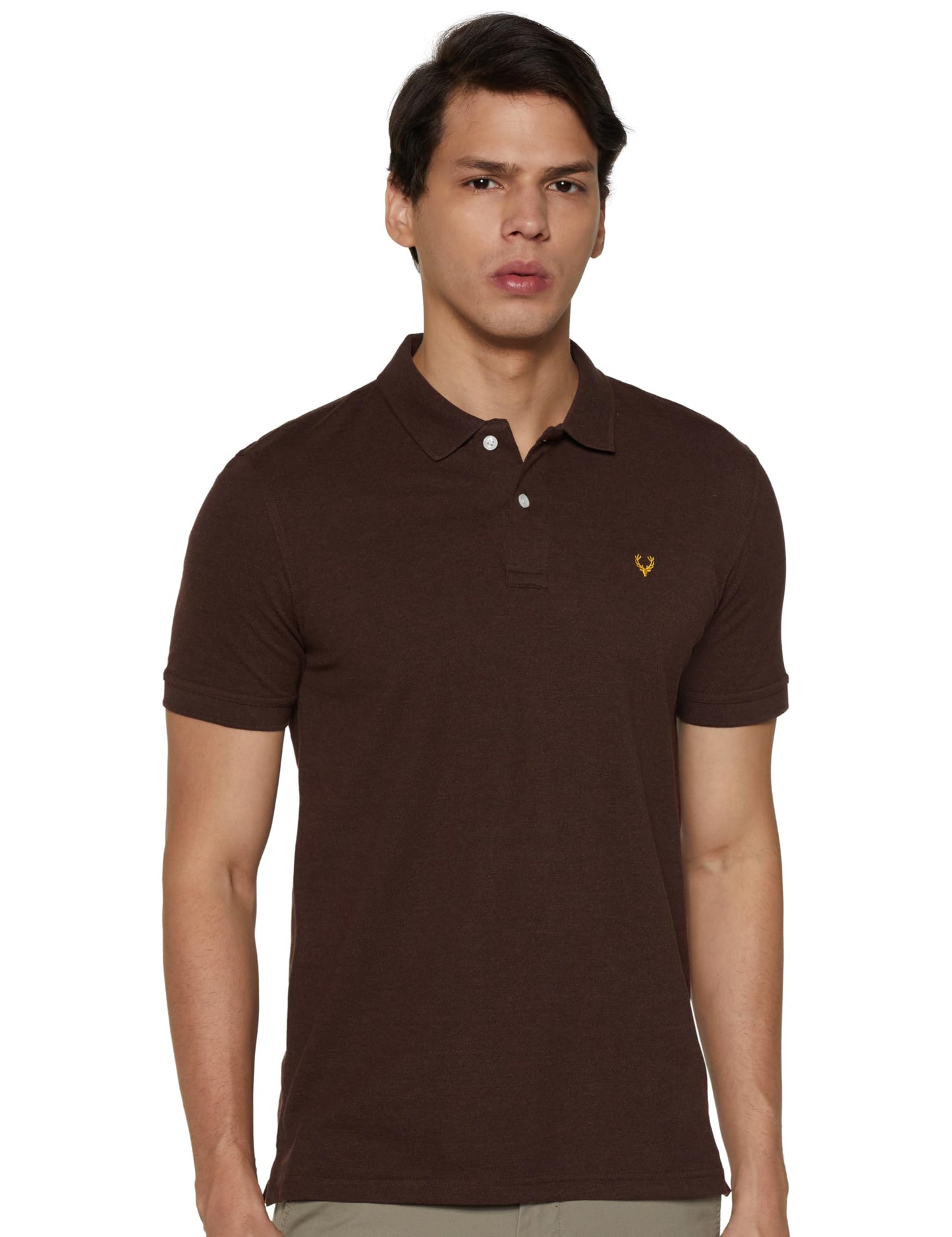 Allen Solly Men’s Polo T‑Shirt | Comfortable Rich Cotton Blend, Band Collar, Regular Fit | Stylish & Premium All Day Wear