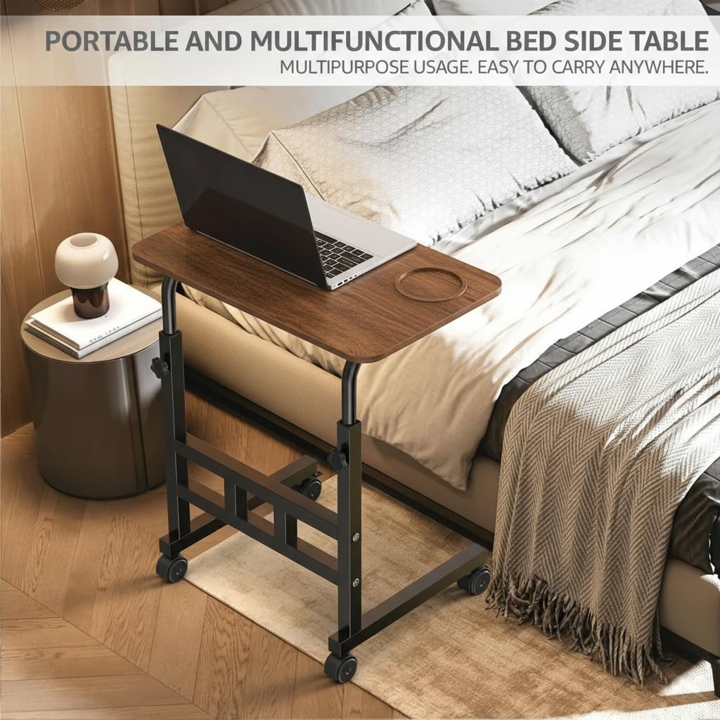 Radiant Multi-Purpose Laptop Table, Study Table| Bed Table| Adjustable Height, Portable for Office, Work Form Home | DIY Table, Easy to Assemble (Wooden with Black Leg)
