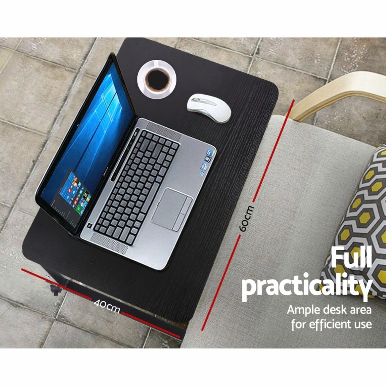 Radiant Multi-Purpose Laptop Table, Study Table| Bed Table| Adjustable Height, Portable for Office, Work Form Home | DIY Table, Easy to Assemble (Wooden with Black Leg)
