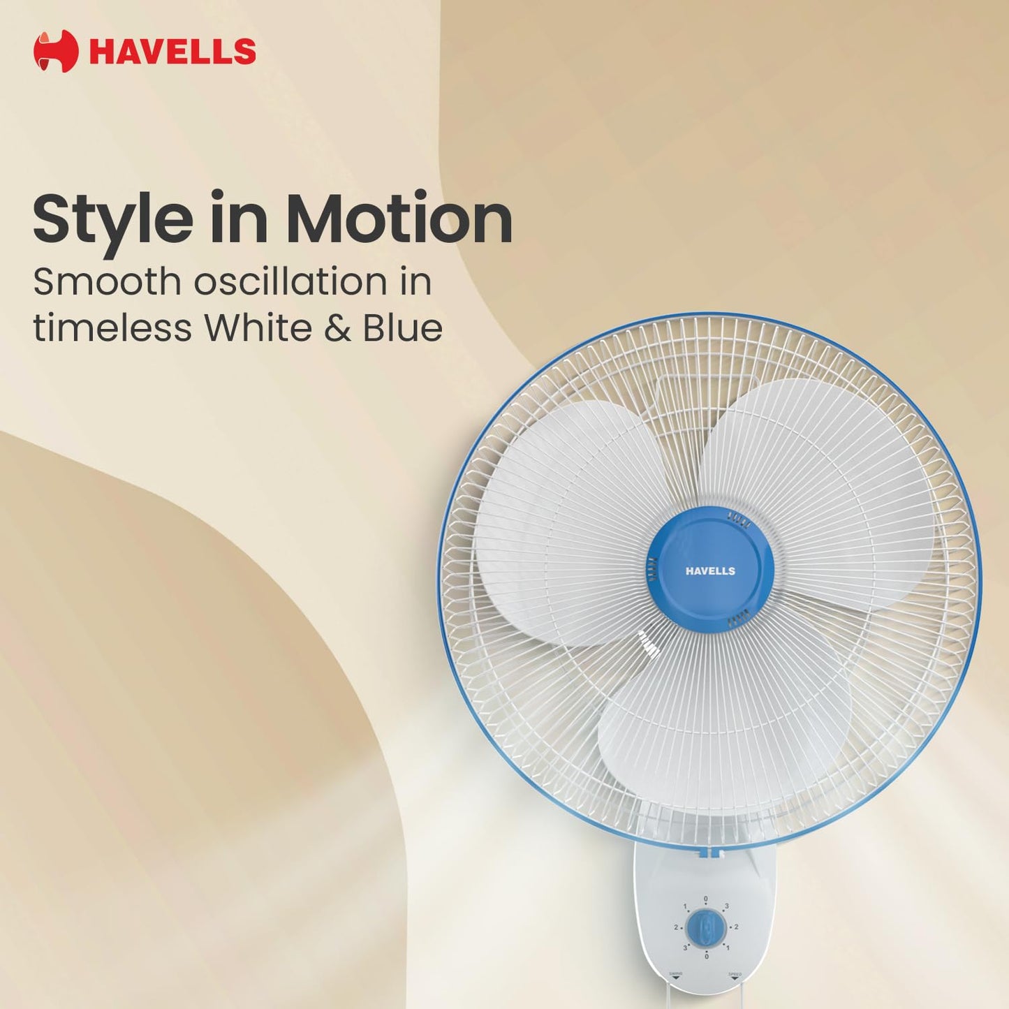 Havells Gatik Pro 400mm Wall Mount Fan|RPM: 1350|Double string for Speed & Oscillation control | Thermal Overloaded Protected Motor | 100% Copper Wire Winding Motor | 2 Year Warranty,230 Volts(Black)