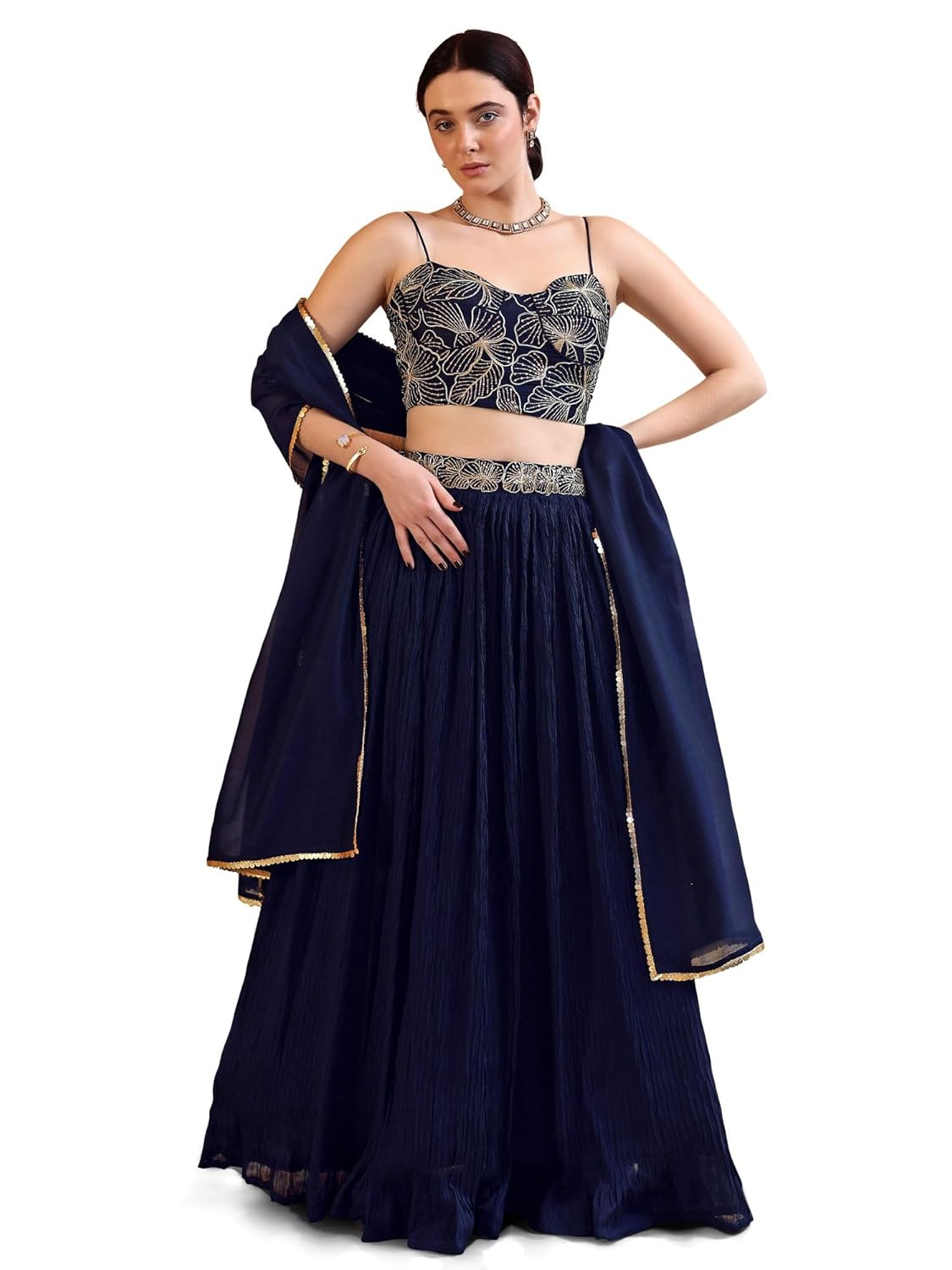 PURVAJA Women's Crush Silk Semi-Stitched Lehenga choli (Rifat)