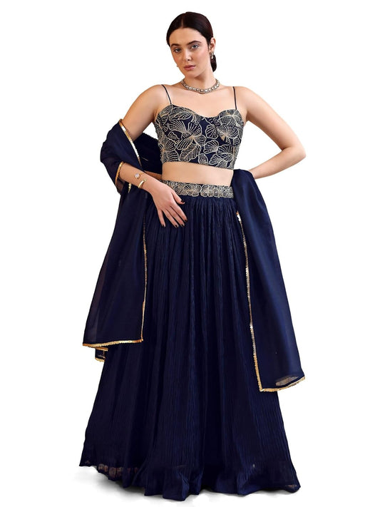 PURVAJA Women's Crush Silk Semi-Stitched Lehenga choli (Rifat)