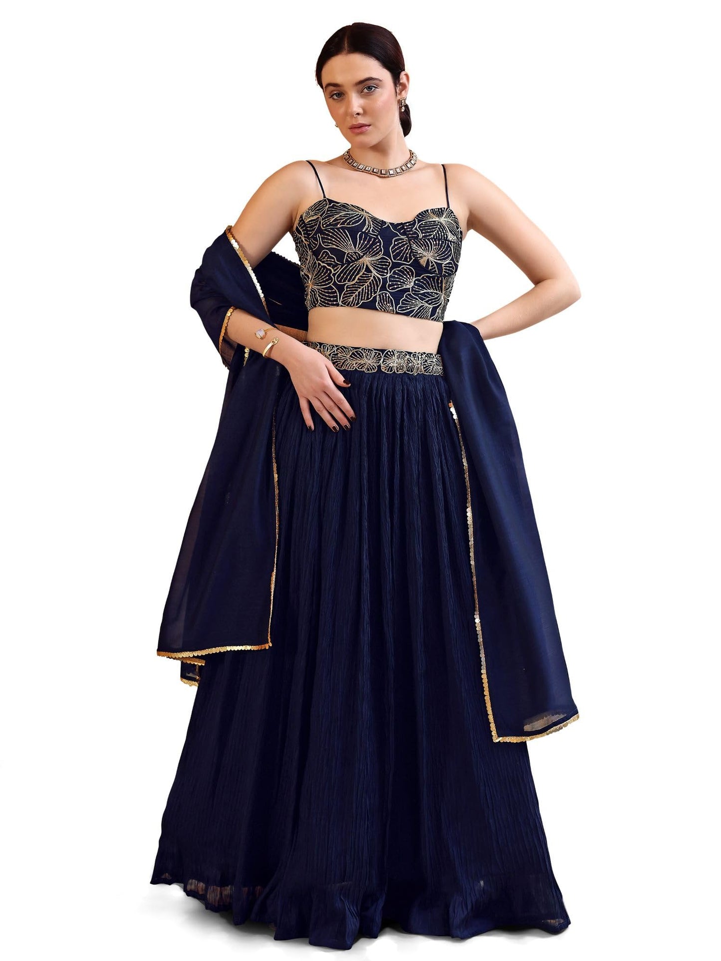 PURVAJA Women's Crush Silk Semi-Stitched Lehenga choli (Rifat)