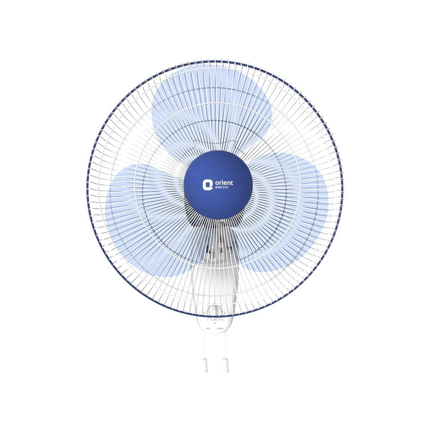 Orient Electric Wall 91 | Wall Fan for Home | 100% Copper Motor with COP-TER Technology | 90 Degree Oscillation & Tilt Mechanism | 3 Speed Pull Cord | Military Grade Guard | White & Blue