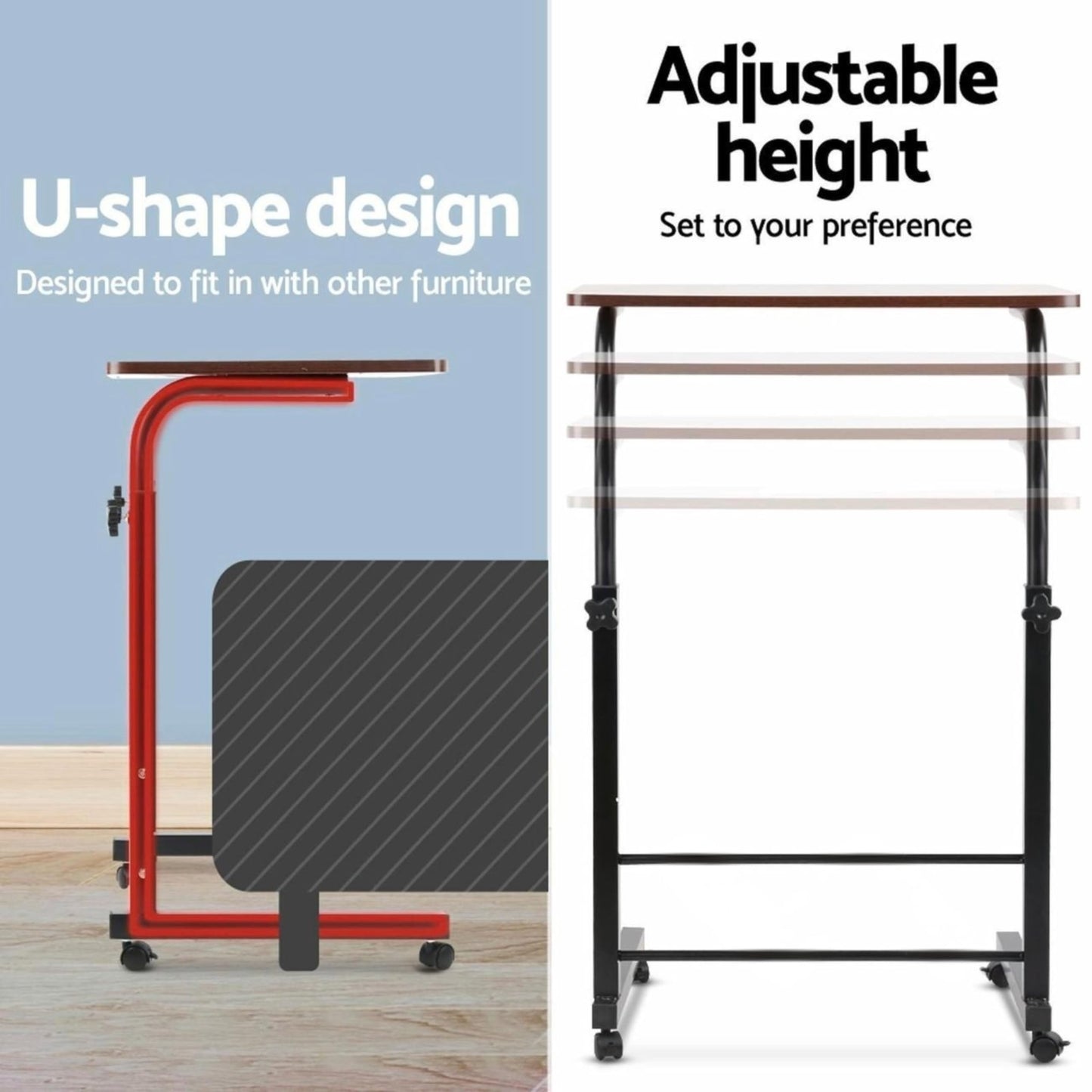 Radiant Multi-Purpose Laptop Table, Study Table| Bed Table| Adjustable Height, Portable for Office, Work Form Home | DIY Table, Easy to Assemble (Wooden with Black Leg)