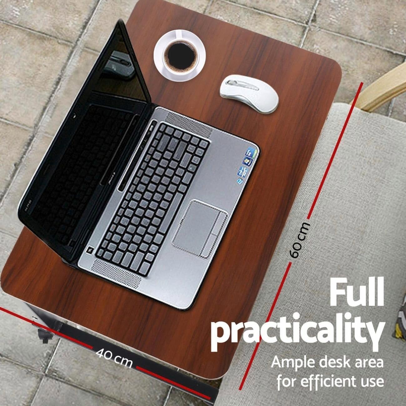 Radiant Multi-Purpose Laptop Table, Study Table| Bed Table| Adjustable Height, Portable for Office, Work Form Home | DIY Table, Easy to Assemble (Wooden with Black Leg)