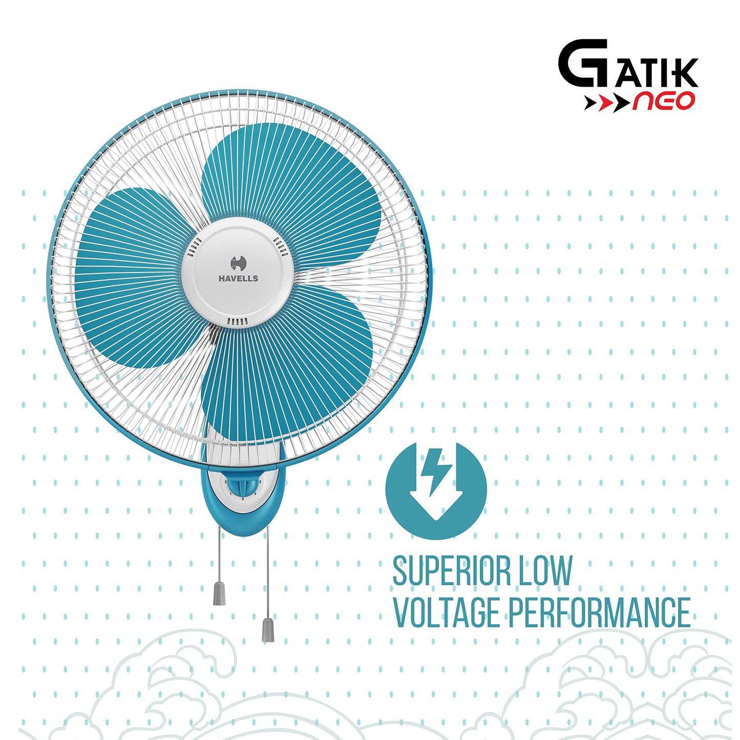 Havells Gatik Pro 400mm Wall Mount Fan|RPM: 1350|Double string for Speed & Oscillation control | Thermal Overloaded Protected Motor | 100% Copper Wire Winding Motor | 2 Year Warranty,230 Volts(Black)