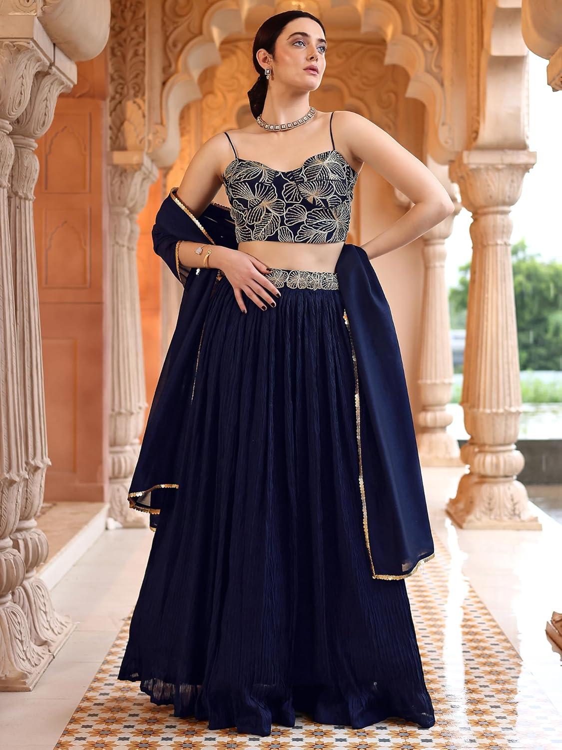 PURVAJA Women's Crush Silk Semi-Stitched Lehenga choli (Rifat)