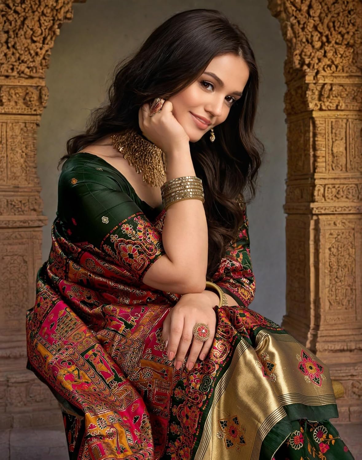 SIRIL Women's Banarasi Silk Saree With Unstitched Blouse Piece