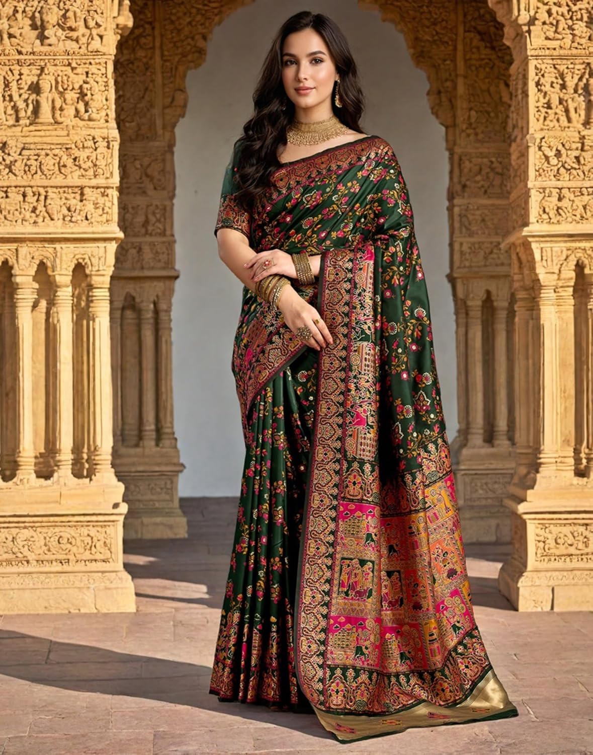 SIRIL Women's Banarasi Silk Saree With Unstitched Blouse Piece