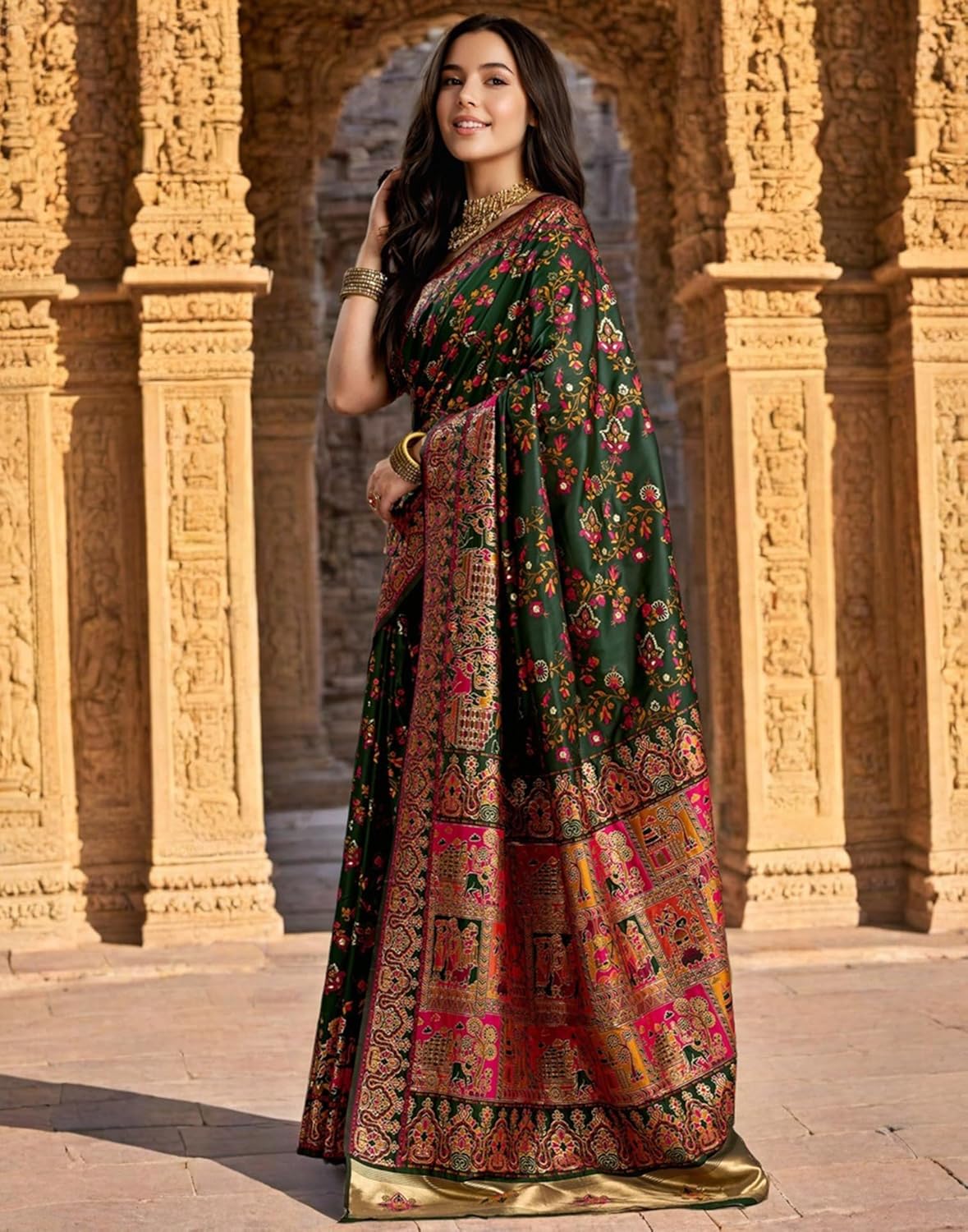 SIRIL Women's Banarasi Silk Saree With Unstitched Blouse Piece