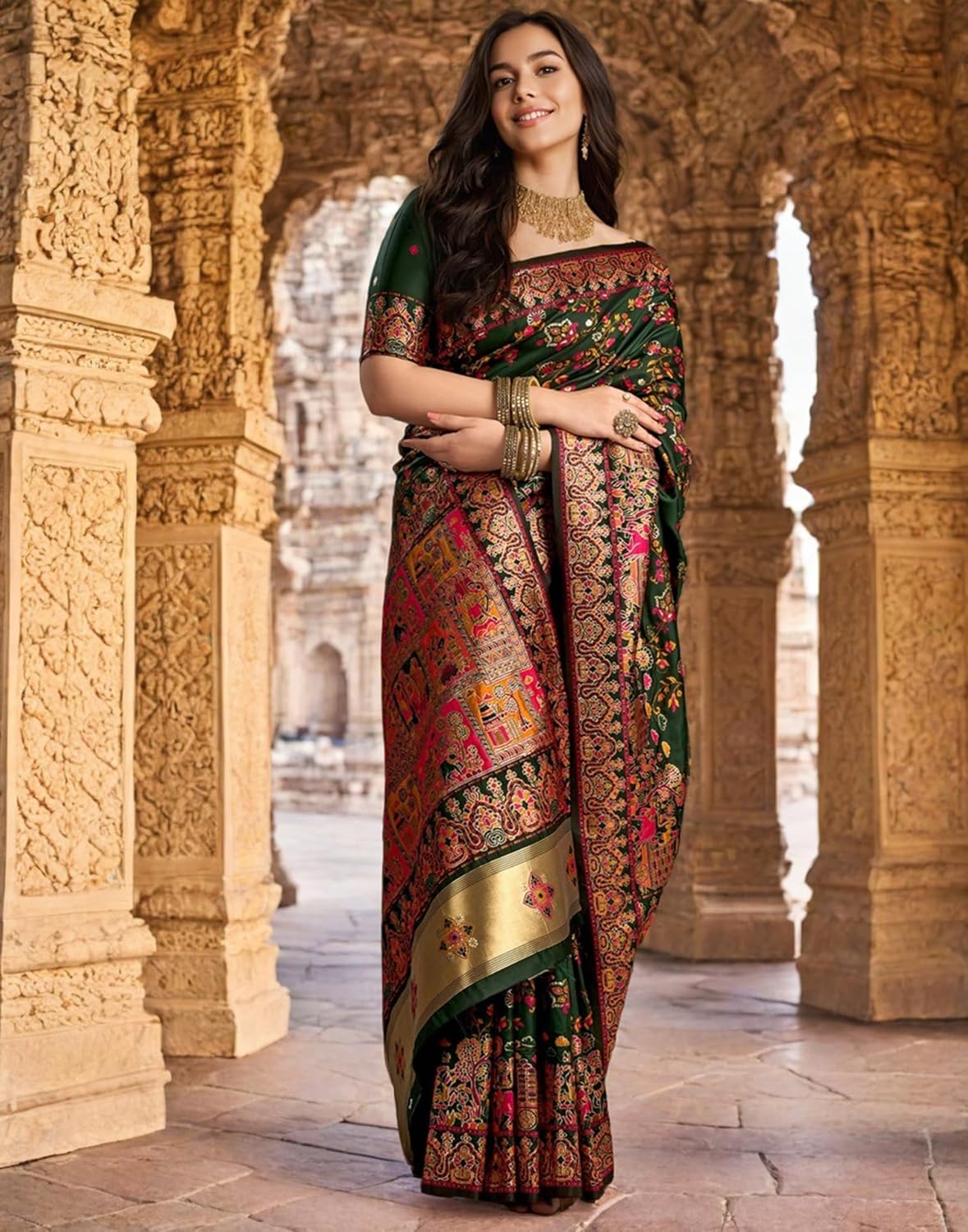 SIRIL Women's Banarasi Silk Saree With Unstitched Blouse Piece