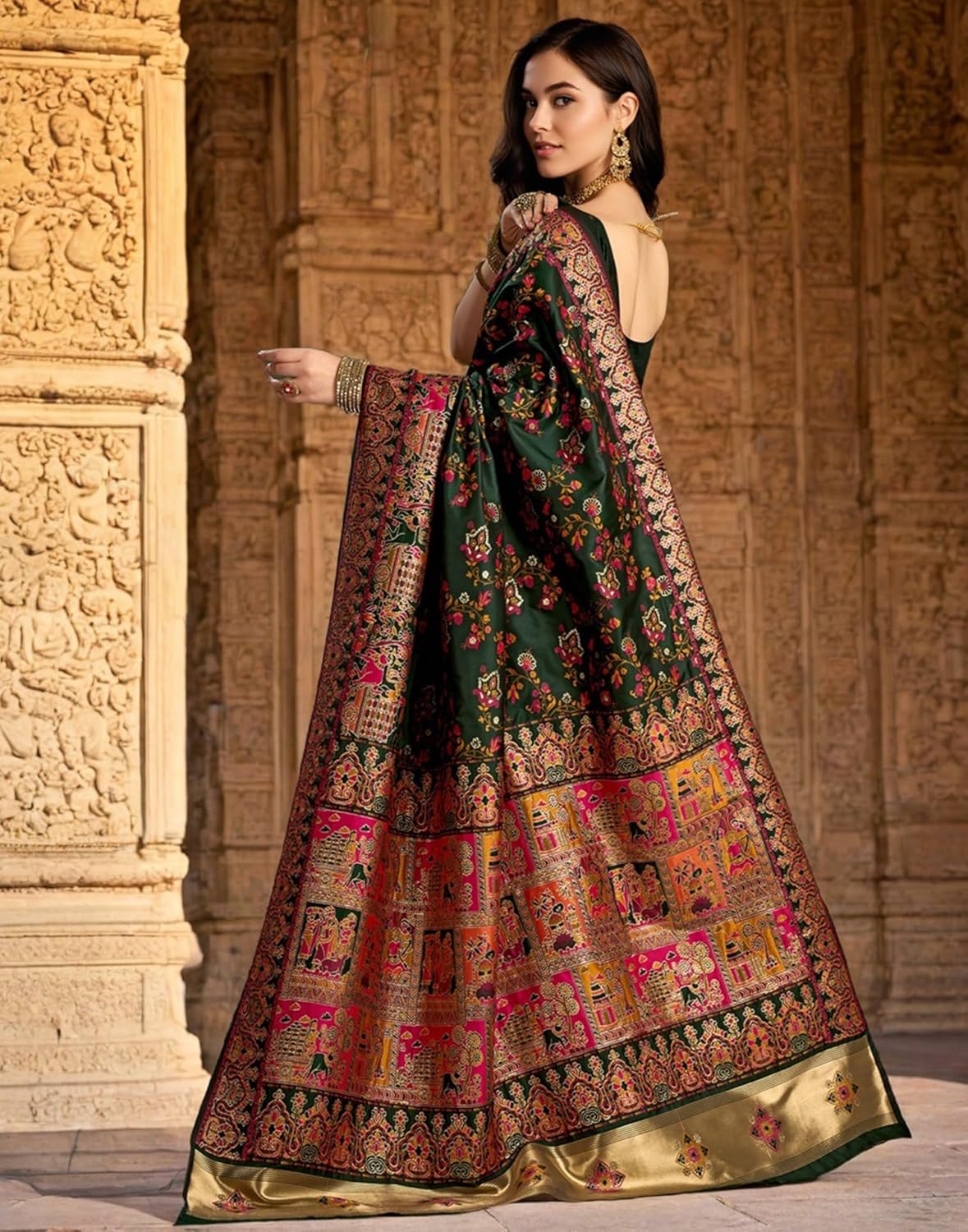 SIRIL Women's Banarasi Silk Saree With Unstitched Blouse Piece