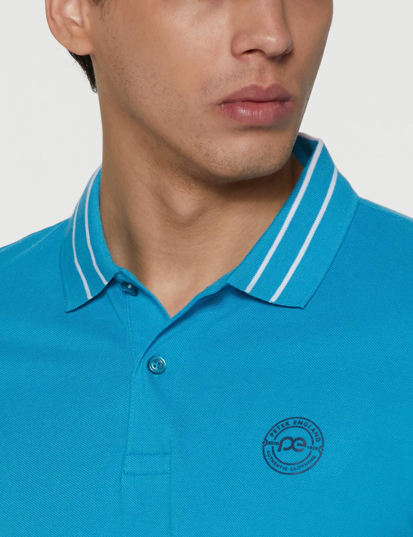 Peter England Men's Regular Fit Insignia Half Sleeve Polo T-Shirt | Cotton Rich | Premium Pique Weave