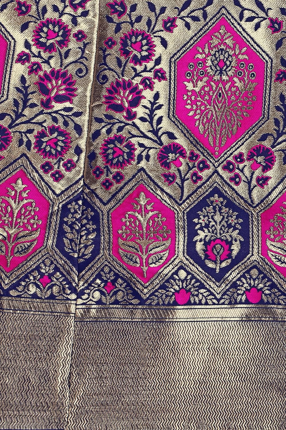 PURVAJA Women's Jacquard Semi-Stitched Lehenga choli (Swastik-Navy-Blue_Navy-Blue_Free Size)