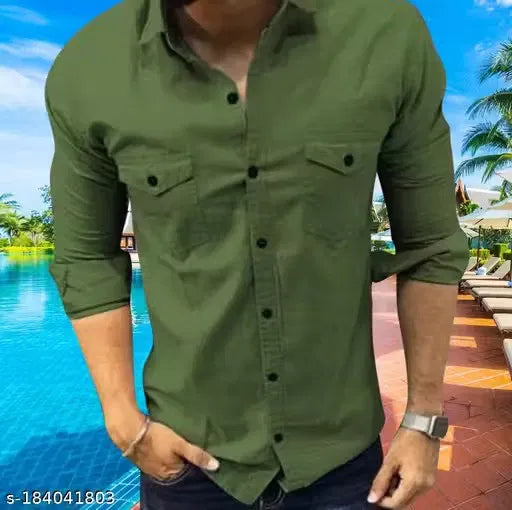 Men Cotton Blend Double Pocket Full Sleeves Shirt Pack of 3